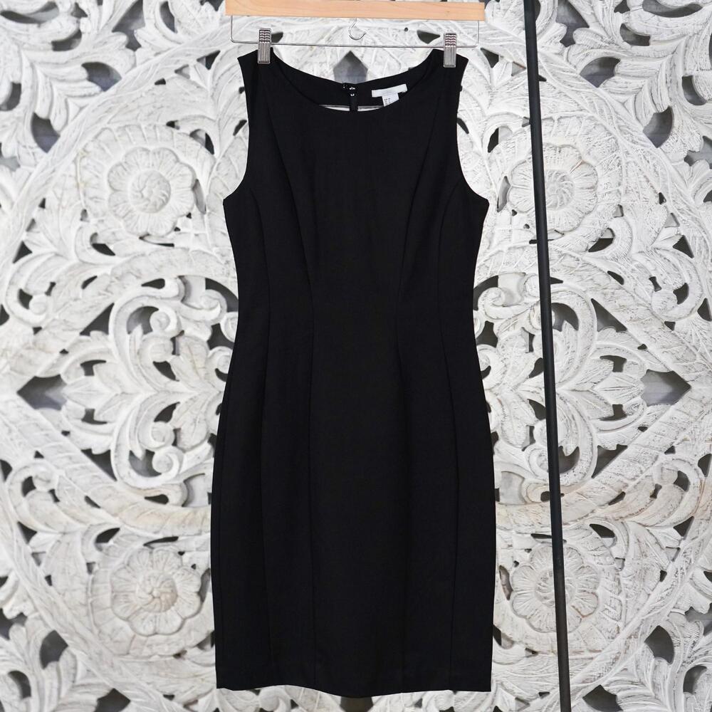 New H&M Black Sleeveless Sheath Dress Women’s 4 Classic Chic Sculpted Shape